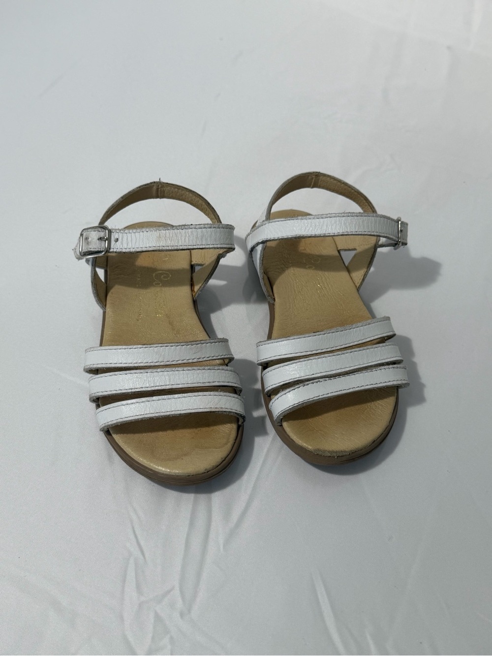 La Coqueta Sienna White Nappa Leather Sandals Girls Size 26 EU / US 9.5 - Picture 7 of 15